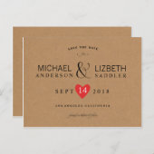 Carte Postale Faire-part Kraft Save the Date, simple save the date (Devant / Derrière)