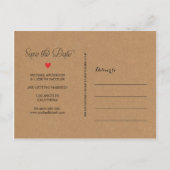 Carte Postale Faire-part Kraft Save the Date, simple save the date (Dos)