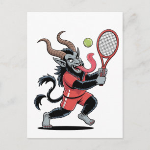 Carte Postale Faire-part Krampus Tennis Christmas Court Démon Tennis