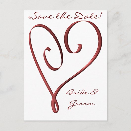 Carte Postale Faire-part KRW Custom Styliszed Red Heart Enregistrer la date (Devant)