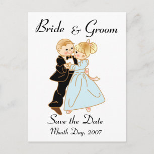 Carte Postale Faire-part KRW Cute Bride & Groom Enregistrer la date Custom