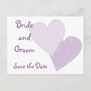 Carte Postale Faire-part KRW Purple Hearts Personnalisé Enregistrer la cart