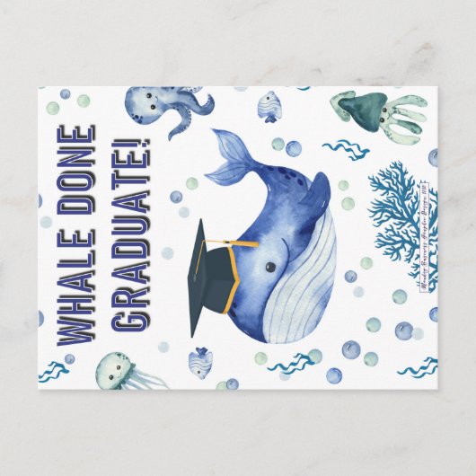 CARTE POSTALE FAIRE-PART LA BALEINE A FAIT UN DIPLÔME ! (Devant)