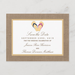 Carte Postale Faire-part La collection de mariage en burlap de plage avec s