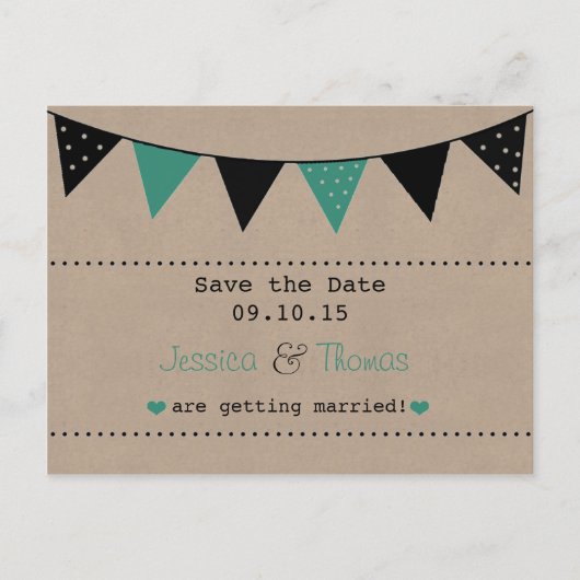 Carte Postale Faire-part La collection de mariage The Modern Turquoise Bunt (Devant)