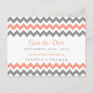 Carte Postale Faire-part La collection de mariages Chevron moderne - Rose e