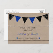 Carte Postale Faire-part La collection de mariages Modern Blue Bunting (Devant / Derrière)