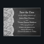 Carte Postale Faire-part La collection de mariages The Chalkboard & Lace<br><div class="desc">La collection chalkboard & lace est un design époustouflant avec un fond effet tableau noir et une garniture effet dentelle blanche vintage romantique. Ces cartes de save the date peuvent être personnalisées pour votre occasion spéciale et seraient l'annonce parfaite pour votre mariage. *Veuillez noter que Zazzle ne vend que des...</div>