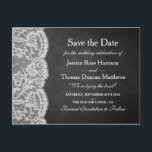 Carte Postale Faire-part La collection de mariages The Chalkboard & Lace<br><div class="desc">La collection chalkboard & lace est un design époustouflant avec un fond effet tableau noir et une garniture effet dentelle blanche vintage romantique. Ces cartes de save the date peuvent être personnalisées pour votre occasion spéciale et seraient l'annonce parfaite pour votre mariage. *Veuillez noter que Zazzle ne vend que des...</div>