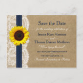 Carte Postale Faire-part La collection Kraft, Lace & Sunflower - Marine (Devant)