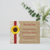 Carte Postale Faire-part La collection Kraft, Lace & Sunflower - Rouge (Debout devant)