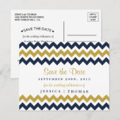 Carte Postale Faire-part La collection Mariage moderne Chevron - Marine & G (Devant / Derrière)