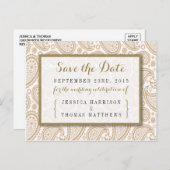 Carte Postale Faire-part La collection Mariage moderne de Paisley - Brown (Devant / Derrière)