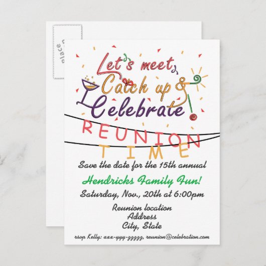 Carte Postale Faire-part La conception de la Réunion pour des familles, (Devant / Derrière)