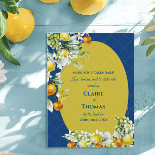 Carte Postale Faire-part La Dolce Vita Blue Lemon Mariage Méditerranéen