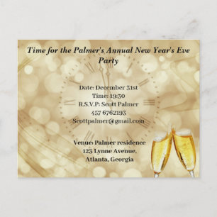 Carte Postale Faire-part La Saint-Sylvestre avec des verres de champagne 