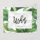 Carte Postale Faire-part la verdure tropicale serez-vous mon appariteur (Devant)