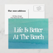 Carte Postale Faire-part La vie est meilleure à la maison de plage déménage (Devant / Derrière)