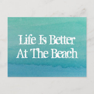 Carte Postale Faire-part La vie est meilleure à la maison de plage déménage