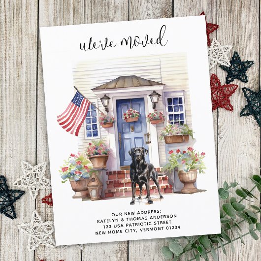 Carte Postale Faire-part Labrador Noir Patriotique Personnalisé Chien en Dé