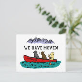 Carte Postale Faire-part Labrador Retrievers en canoë Nouvelle Adresse (Debout devant)