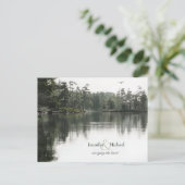 Carte Postale Faire-part lac rustique tranquille érables réflexion mariage (Debout devant)