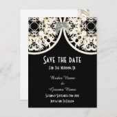 Carte Postale Faire-part Lace noire et blanche filigree enregistrer la date (Devant / Derrière)