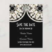 Carte Postale Faire-part Lace noire et blanche filigree enregistrer la date (Devant)