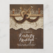 Carte Postale Faire-part Lace Wood Horseshoes Rustic Country Enregistrer la (Devant)