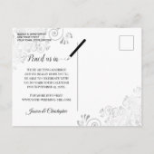 Carte Postale Faire-part Lacy Grey sur Black Wedding Enregistrer le calendr (Dos)