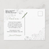 Carte Postale Faire-part Lacy Sage mariage vert Enregistrer la photo de la  (Dos)