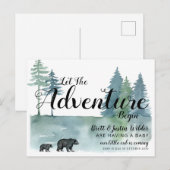 Carte Postale Faire-part Laisser Aventure Commencer L'Aquarelle Ours Grosse (Devant / Derrière)