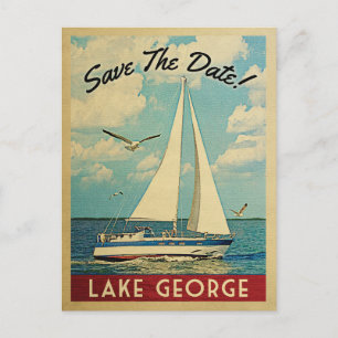 Carte Postale Faire-part Lake George Save The Date voilier nautique