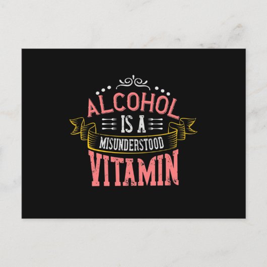 Carte Postale Faire-part L'alcool est une vitamine mal comprise (Devant)