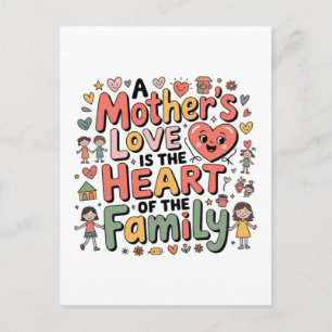 Carte Postale Faire-part L'amour d'une mère est le cœur de la famille