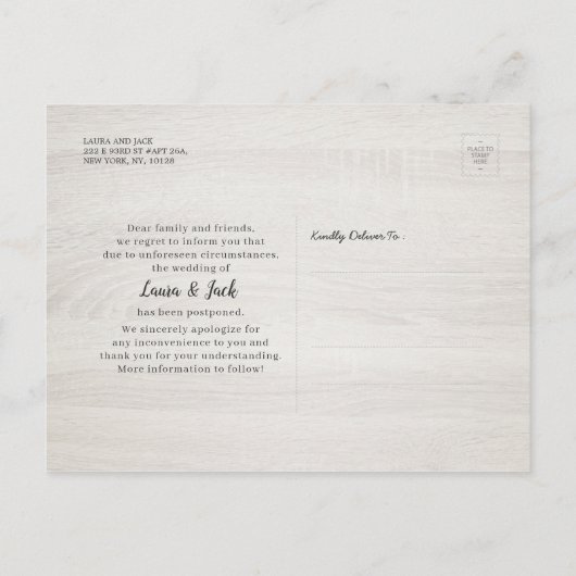 Carte Postale Faire-part L'amour est le Mariage patient Postponement Mason  (Dos)