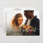 Carte Postale Faire-part L'amour est le Mariage photo Script Patient Postpo (Devant / Derrière)