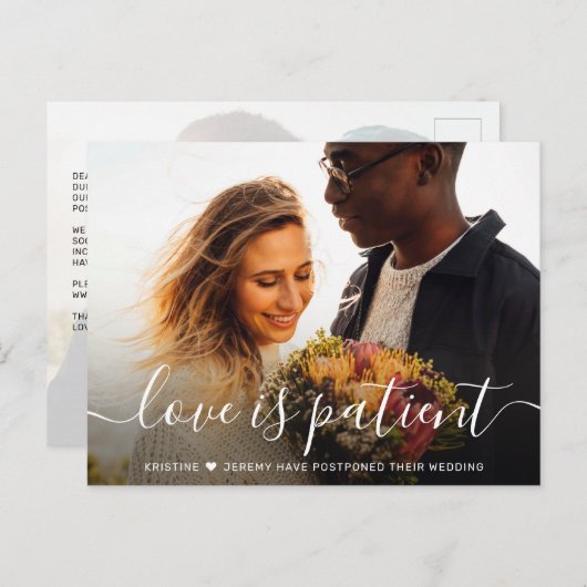 Carte Postale Faire-part L'amour est le Mariage photo Script Patient Postpo (Devant / Derrière)