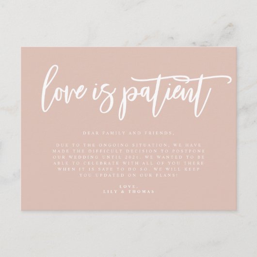 Carte Postale Faire-part L'Amour Est Le Report Mariage Patient (Devant)