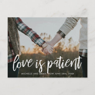 Carte Postale Faire-part L'amour est Patient Changer la Date de Mariage