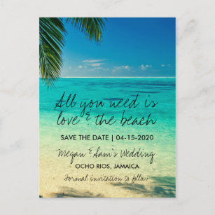 Carte Postale Faire-part L'amour et la destination de plage font gagner la