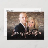 Carte Postale Faire-part L'amour mariage est le patient reporté Photo simpl (Devant / Derrière)