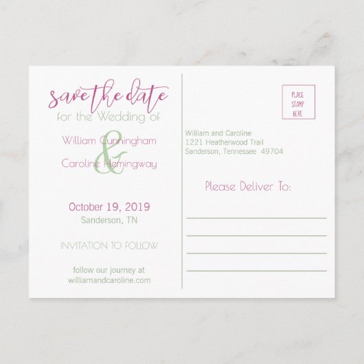 Carte Postale Faire-part L'amour romantique est dans l'air Sauvez la date (Dos)