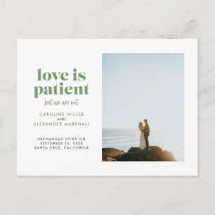 Carte Postale Faire-part L'amour vert est patient mais nous ne sommes pas d