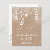 Carte Postale Faire-part Lanternes d'hiver kraft save the date (Devant / Derrière)