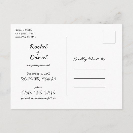 Carte Postale Faire-part Lanternes d'hiver kraft save the date (Dos)