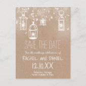 Carte Postale Faire-part Lanternes d'hiver kraft save the date (Devant)