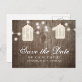 Carte Postale Faire-part Lanternes et lumières rustiques en bois de grange (Devant / Derrière)