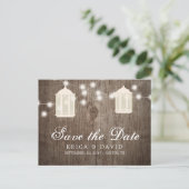 Carte Postale Faire-part Lanternes et lumières rustiques en bois de grange (Debout devant)