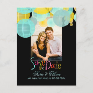 Carte Postale Faire-part Lanternes PixDezines pour annoncer la date de mari